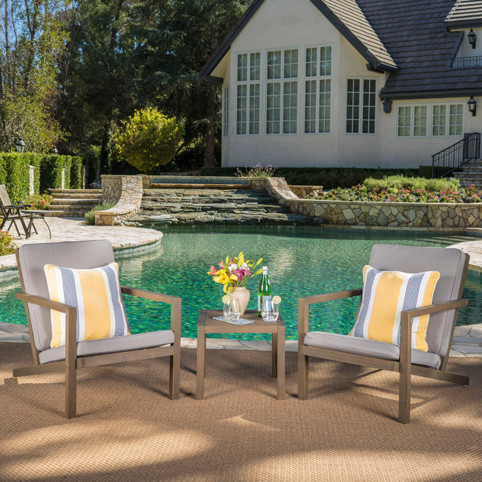 Celestaria - 3 Piece Outdoor Chat Set With Adirondack Chairs, Cushions And Side Table