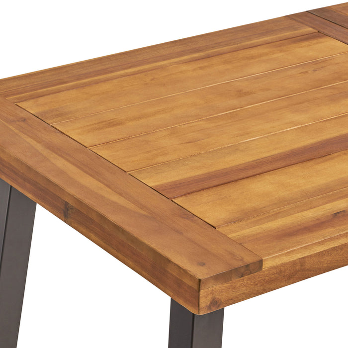 Della - Modern Industrial Dining Table With Acacia Wood Top - Teak