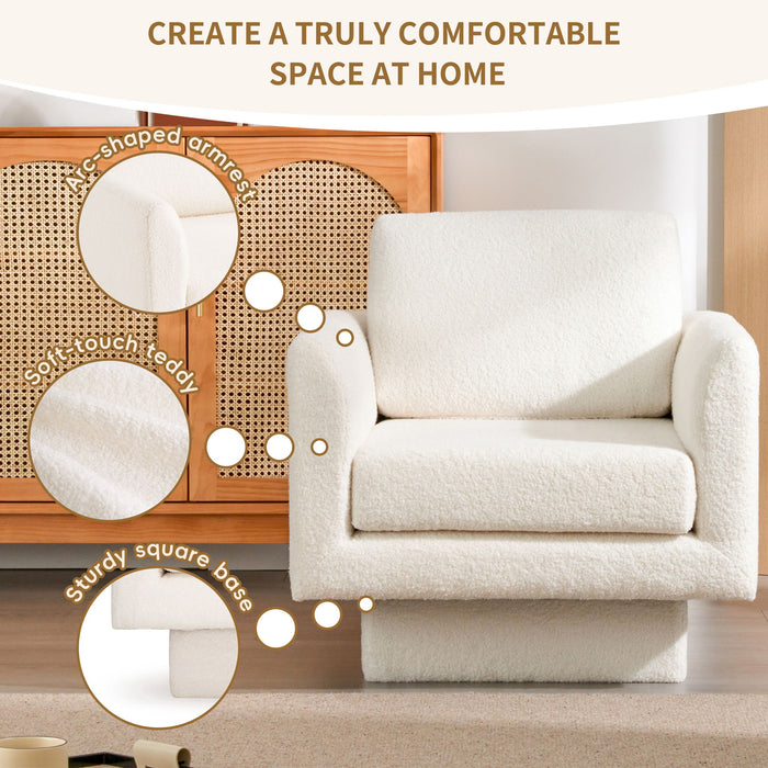 360° Modern Swivel Accent Chair Round Armchair, Thick Padded Single Lounge Sofa Upholstered Comfy