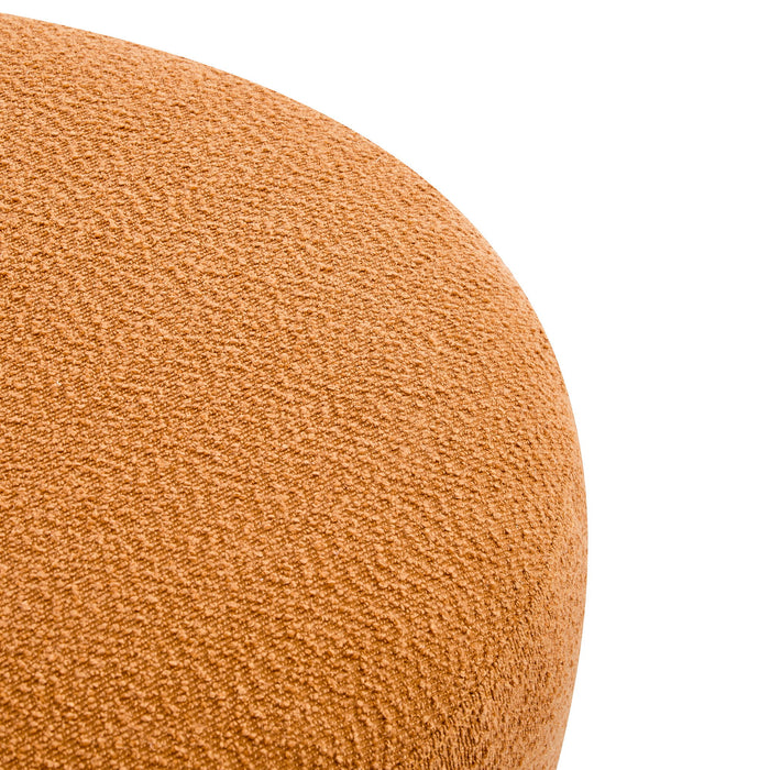 Modish - Round Ottoman - Natural Wood / Pumpkin Orange