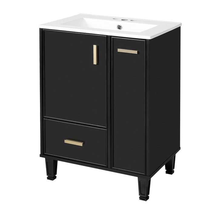 Bathroom Vanity With Sink, Deep Drawer, Door Shelf, 2 Tier Basket