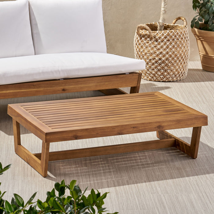 Outdoor Coffee Table With Slat Paneling - Teak