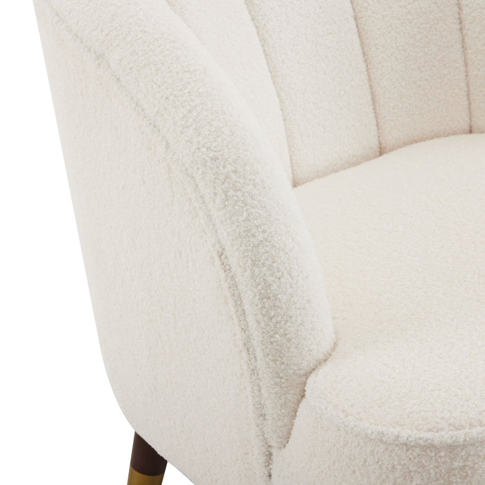 Elegant Upholstered Barrel Accent Chair With Wooden Legs