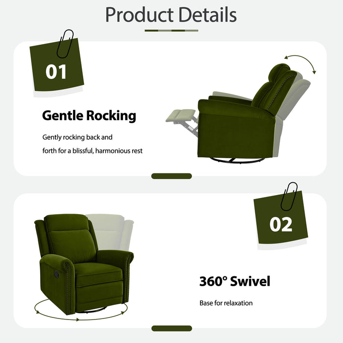 360 Degrees Swivel Recliner Manual Rocking Recliner Home With Adjustable Backrest