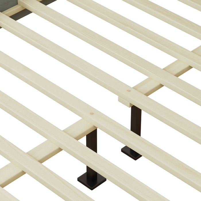 Mid Century Modern Platform Bed With Upholstered Headboard