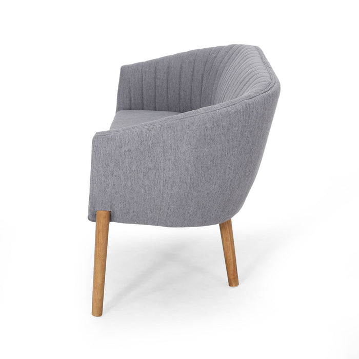 Mid Century Modern Loveseat With Channel Stitched Backrest