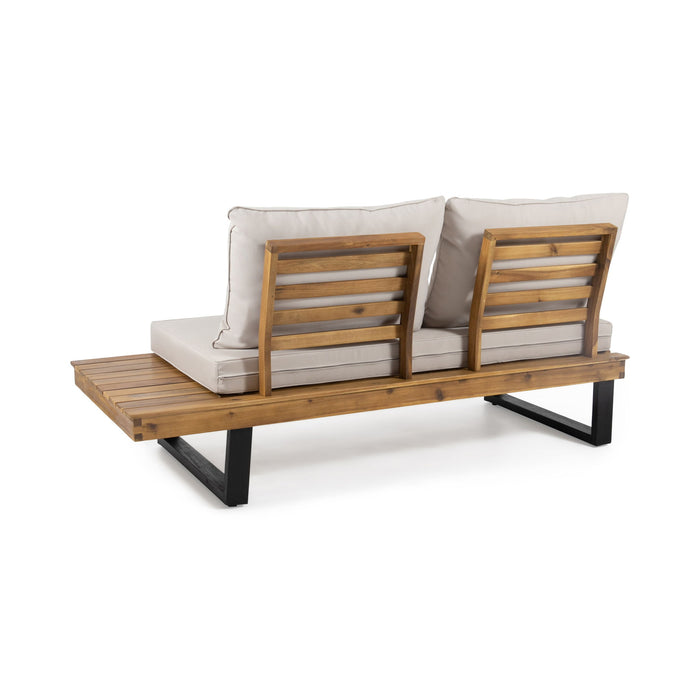 Sebastian - Hand Crafted 4 Piece Sofa Set With Water Resistant Cushions - Beige / Teak