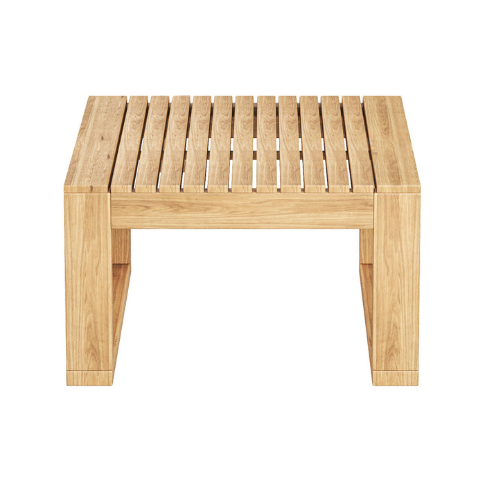 Outdoor 4 Pieces Acacia Sectional Patio Sofa Set - Light Gray / Teak