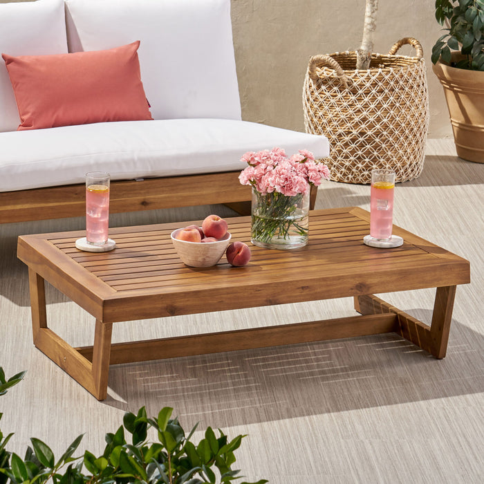 Outdoor Coffee Table With Slat Paneling - Teak