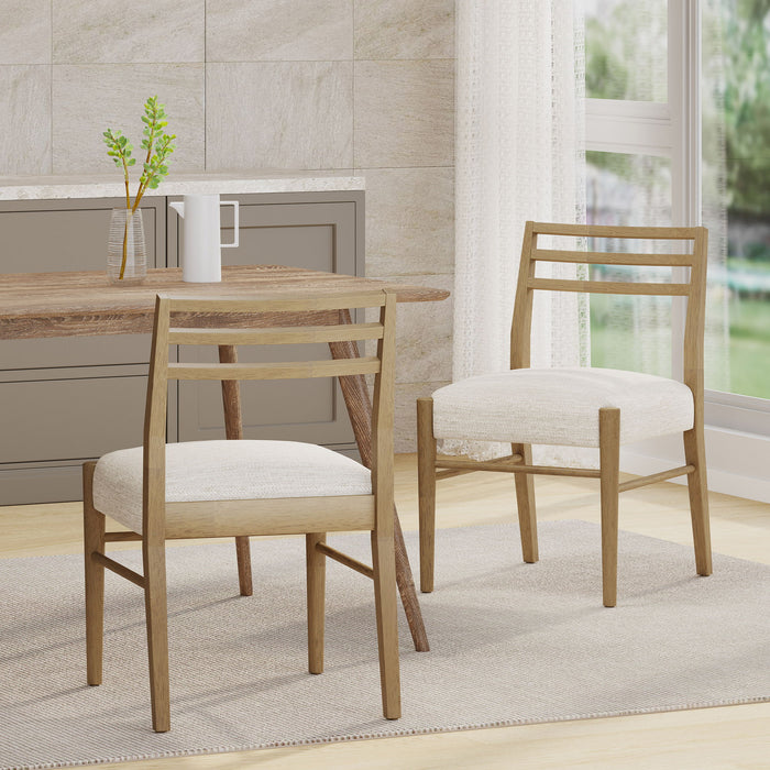 Farmhouse Style Dining Chair Set With Ladder Back Design