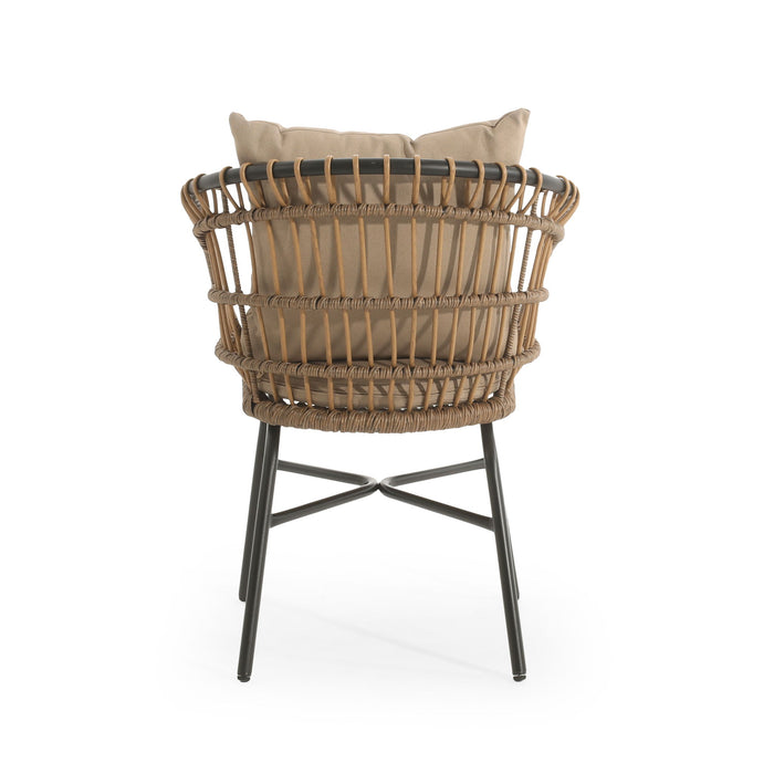 Contemporary Outdoor Patio Chairs With Cushions (Set of 2) - Beige / Black