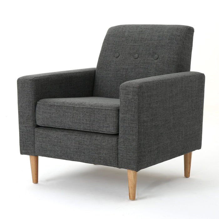 Nebulize - Upholstered Fabric Club Chair With Button Tufted And Square Off Arm And Back