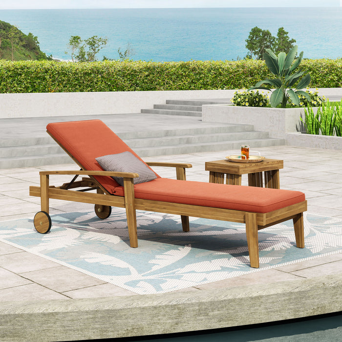 Jason - Black Chaise Lounge Adjustable Acacia Wood Outdoor Furniture