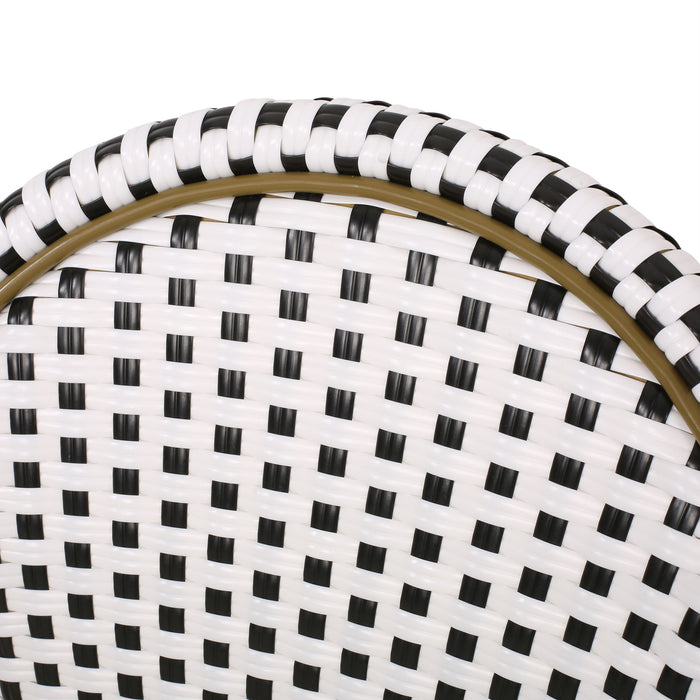 Outdoor Rattan And Aluminum French Bistro Chairs Set