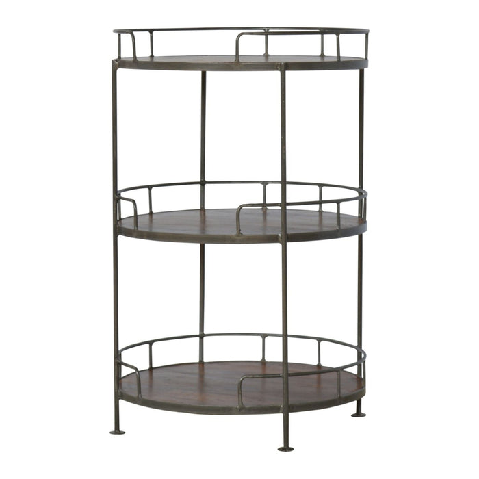 Industrial Round Butler Tray Table - Chestnut