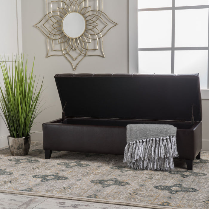 Nebulous - Upholstered Ottoman With Storage And Diamond Tufted Seat - Brown