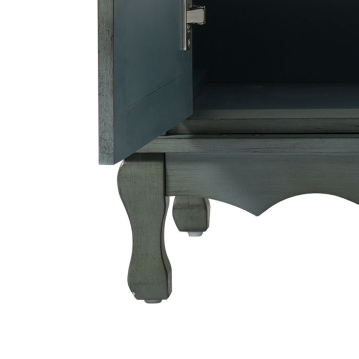 Vintage Bathroom Vanity With Ceramic Sink, Adjustable Shelves