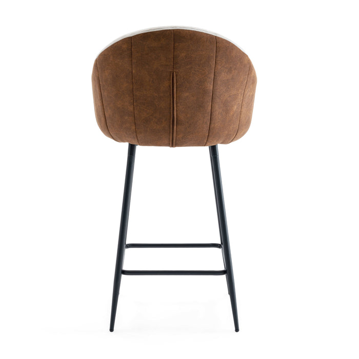Modern Style Counter Height Bar Stools, With Comfortable Upholstery, Durable Metal Legs Ensure Stability - Brown