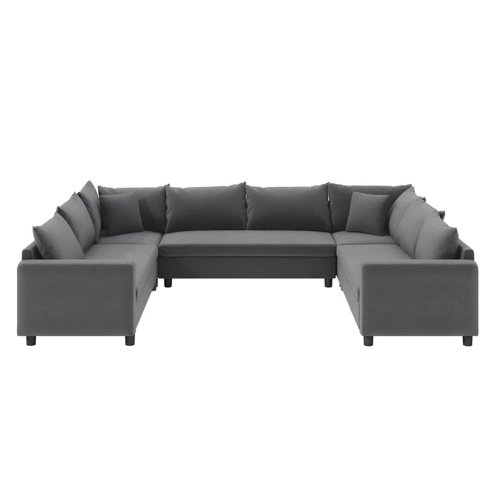 Modular Sectional Reversible U Shaped Couch Set, Free Combination Minimalist Style, Oversized 8 Seat Convertible Sofa