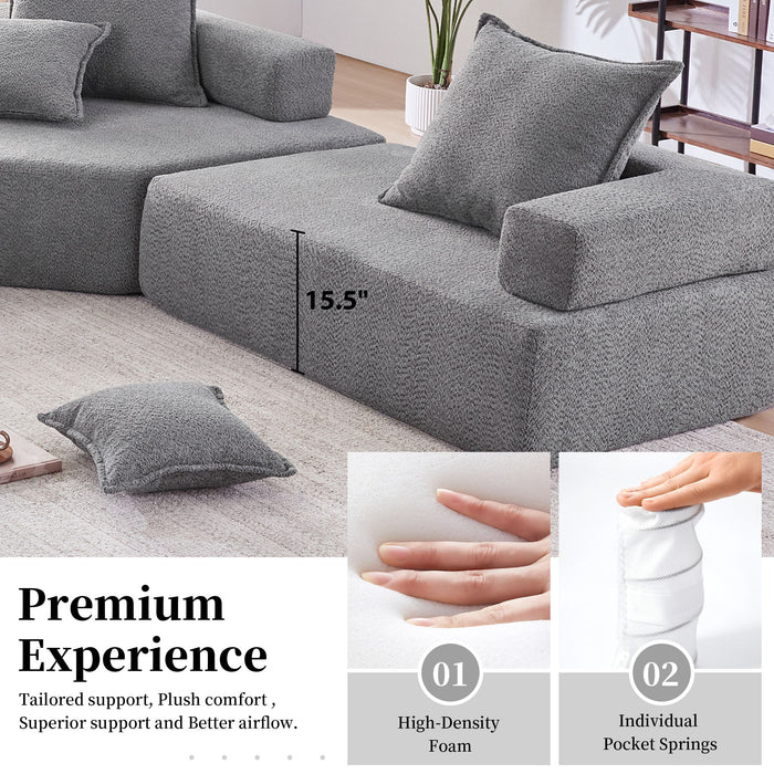 Frame For Oversized Modular U Shaped Sectional, Floor Couch Convertible Compressed Couch Spacious Foam Filled Sofa
