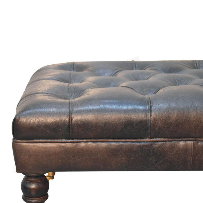Buffalo - Leather Ottoman With Castor Legs