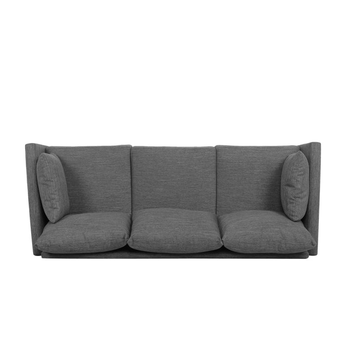 Diaphanous - Upholstered 3 Seater Sofa With 2 Accent Pillows And Wood Legs