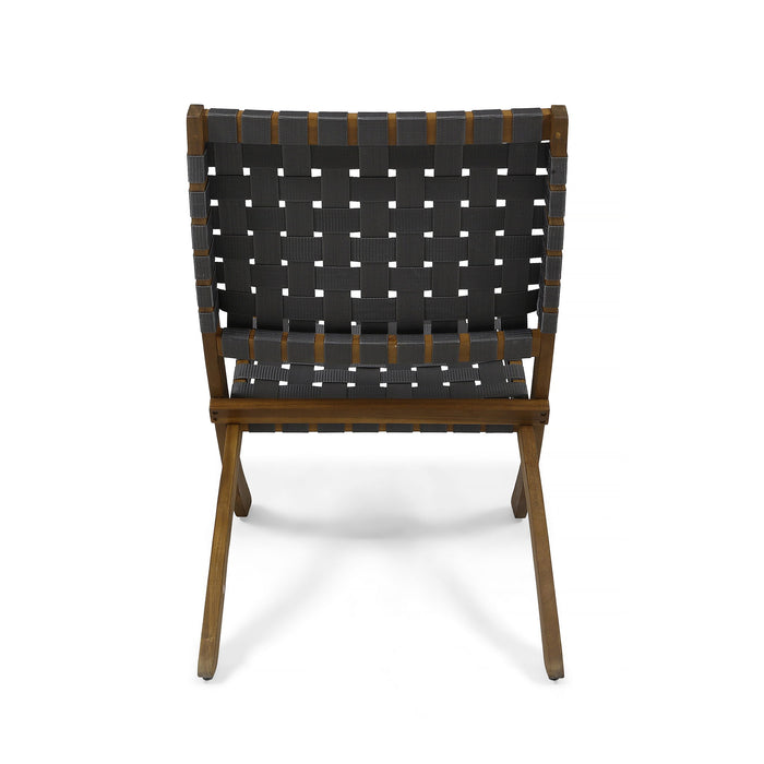 Solidago - Outdoor And Strapping Belt Folding Chairs, (Set of 2) - Black / Brown