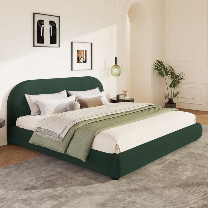 Upholstered Simple Modern Bedroom Bed With Curved Headboard