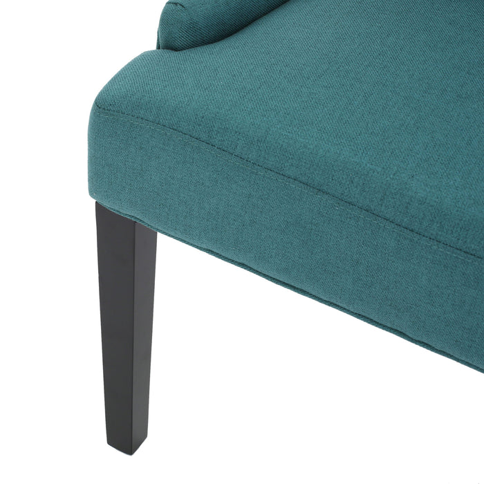 Dining Chair (Set of 2) With Upholstered Diamond Tufting And Espresso Birch Legs - Teal