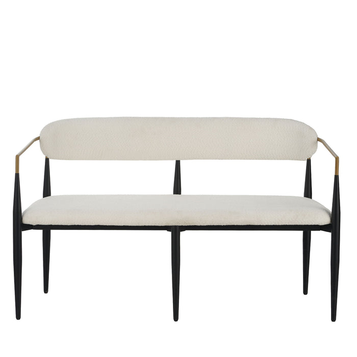 Modern Upholstered Loveseat Settee With Iron Frame