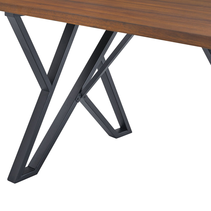5 Piece Industrial Style Indoor Upholstered Dining Set With Metal Legs - Brown