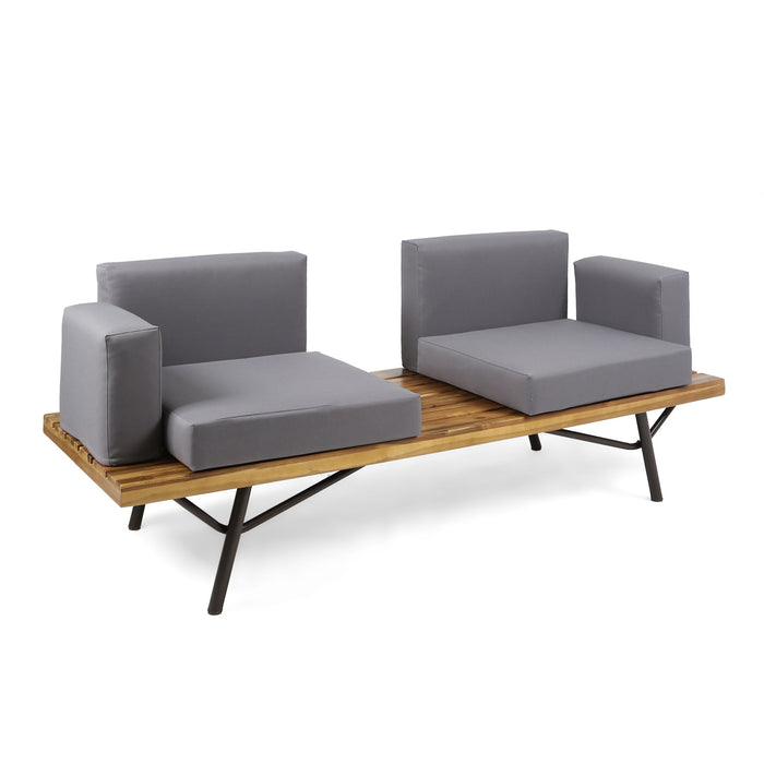 2 Piece Patio Set With Loveseat And Coffee Table - Natural / Dark Gray