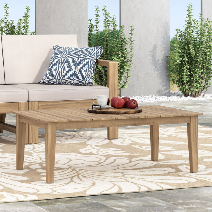 Outdoor Coffee Table With Slat Panel Top - Light Brown