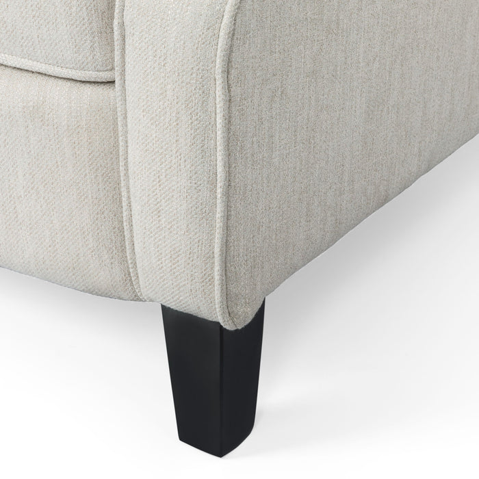 Contemporary Tufted Fabric Push Back Recliner - Beige
