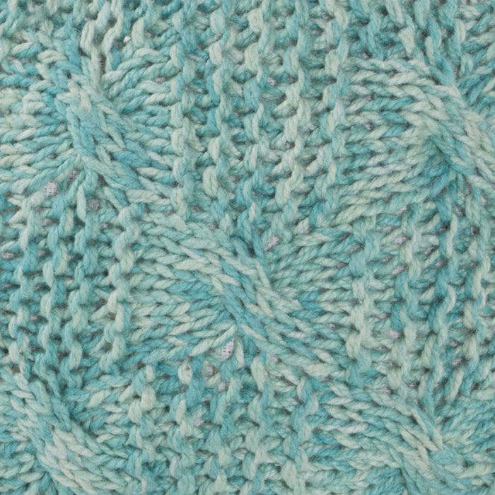 Deon - Knitted Pet Yarn Round Pouf With Classic Cable Knit Design - Aqua