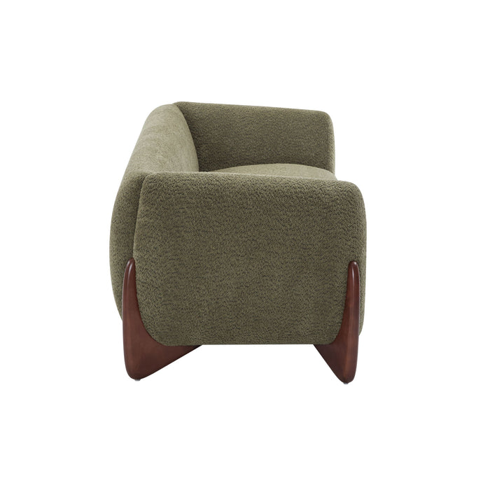 Contemporary Boucle Sherpa Sofa With Birch Wood Legs