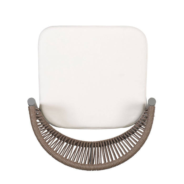 Outdoor Bar Height Metal Frame Counter Stools With Scallop Shaped Backrest & Water Resistant Cushions