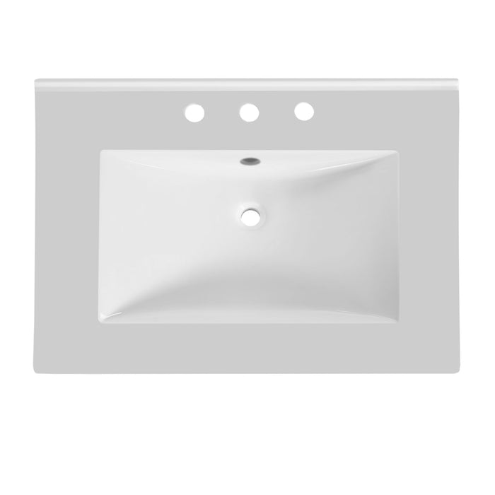 Bathroom Vanity With Handwoven Rattan Doors, Resin Basin - Natural Wood