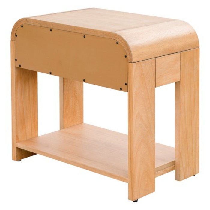 Modern 1 Drawer Waterfall Nightstand With Mid Century Design - Natural