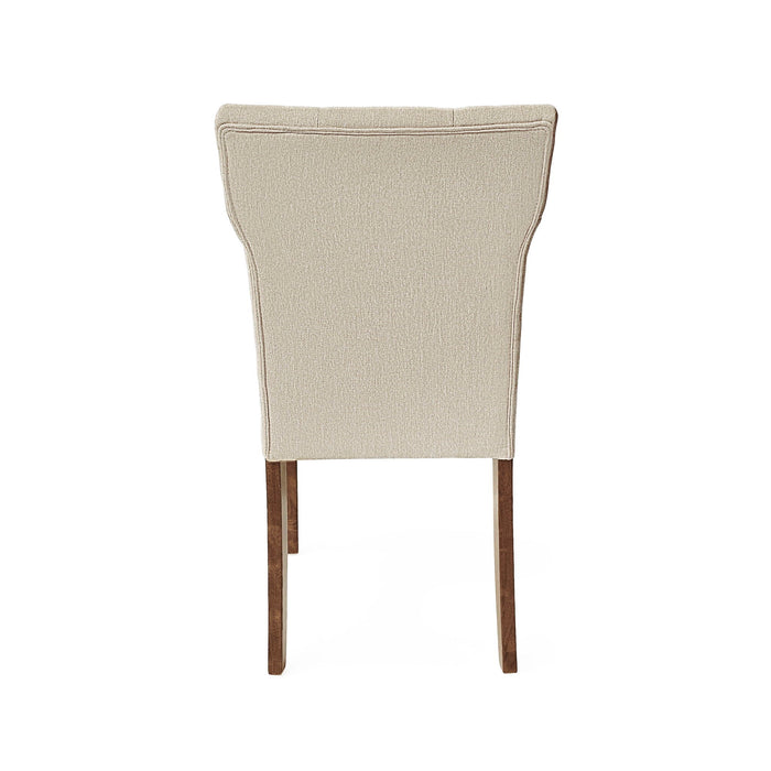 Modern Indoor Wood Dining Set With Chairs And Table, Rubber Wood, 6 Piece - Cream / Walnut