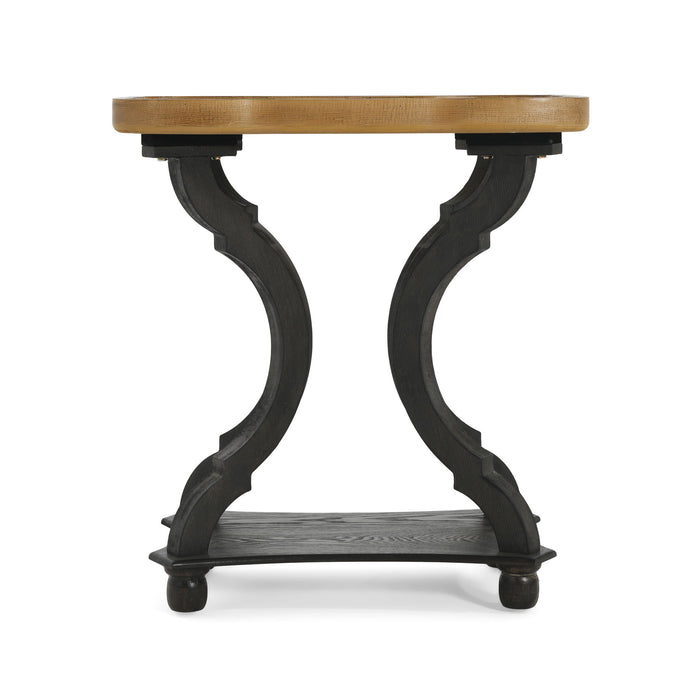 Charming French Country End Table With Hourglass Design - Natural / Black