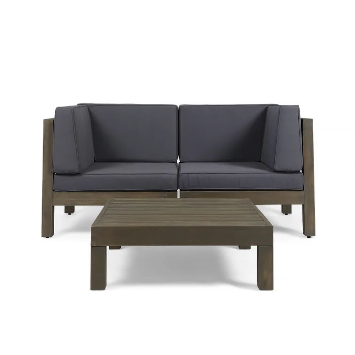 Brava - X Back 2 Seater Sectional Loveseat With Coffee Table