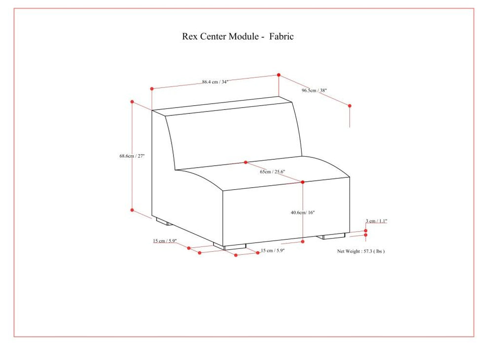 Rex - Center Sofa Module - Gray