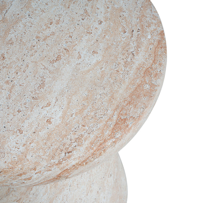 Outdoor / Indoor Lightweight Concrete Side Table, Travertine - Beige