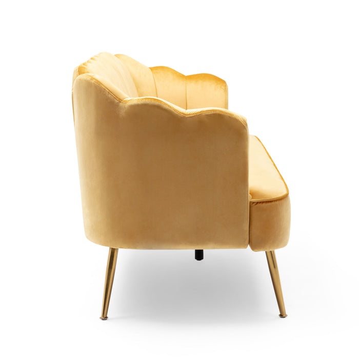 Modern Glam 3 Seater Sofa With Velvet Texture