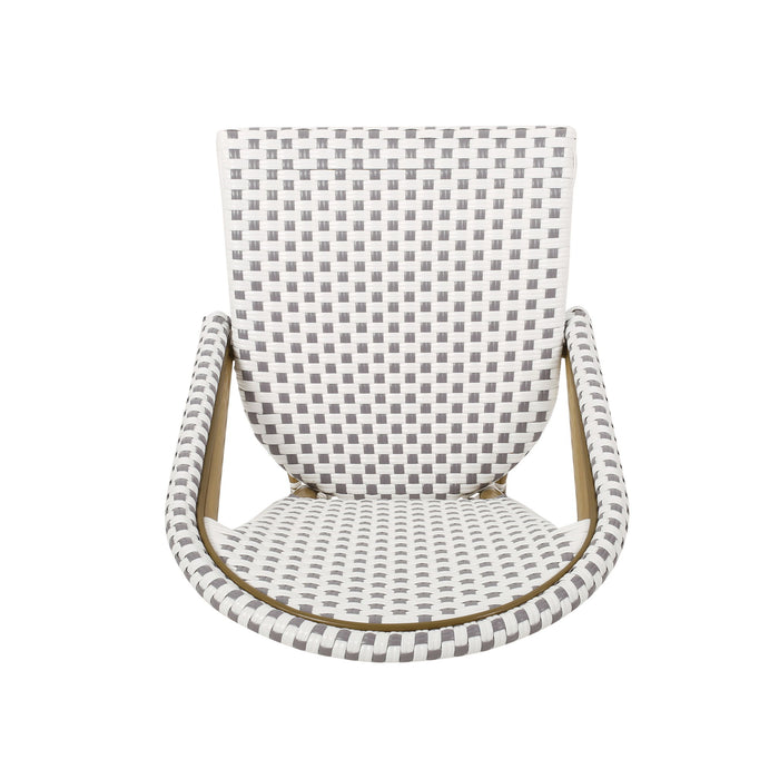 Outdoor Rattan And Aluminum French Bistro Chairs Set