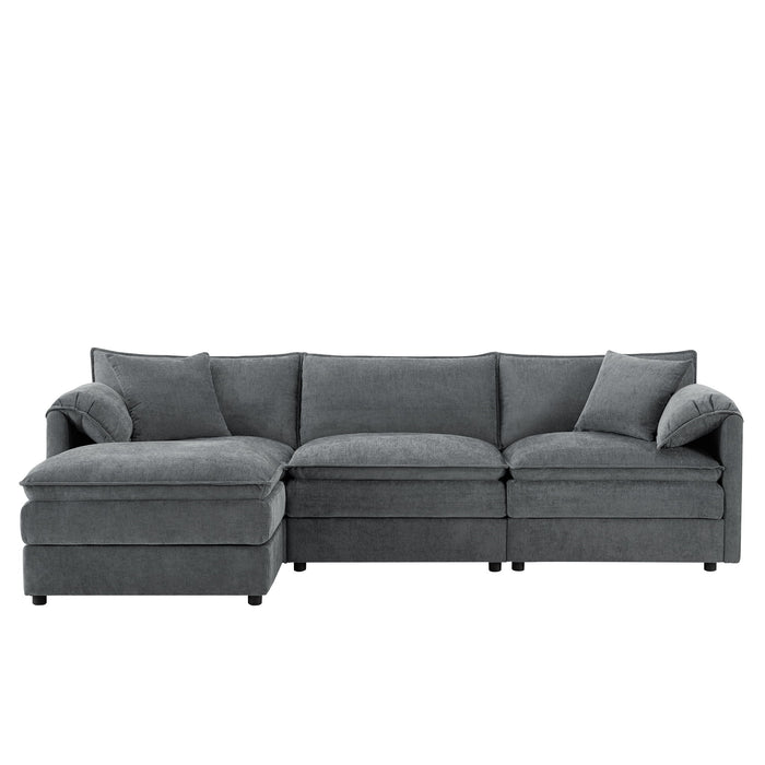 Modular Sectional With Deep And Wide Seat, Cloud Couch Set With Double Cushions Sofa With Movable Ottoman