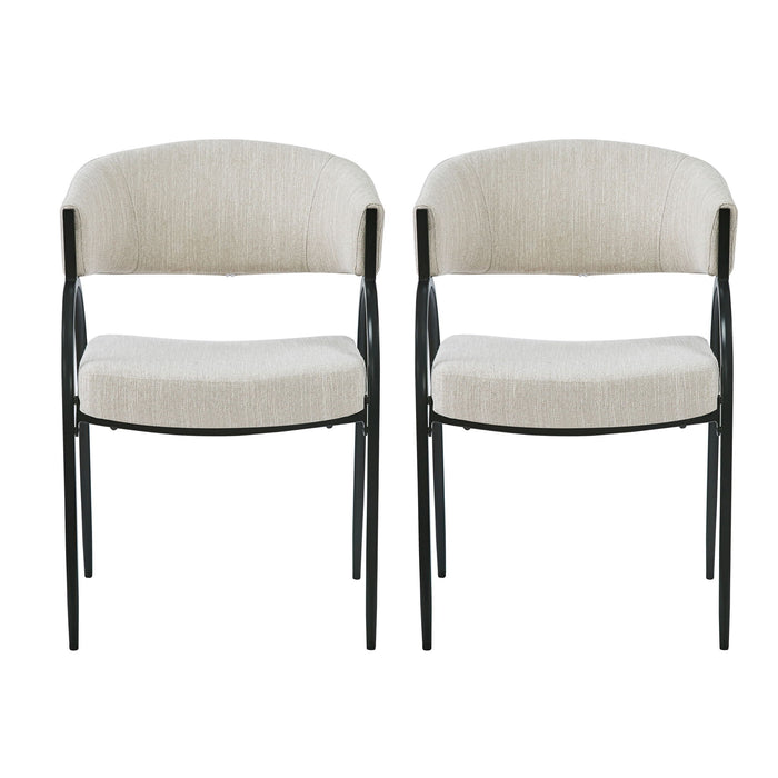 Contemporary Upholstered Dining Chairs With Metal Legs (Set of 2)