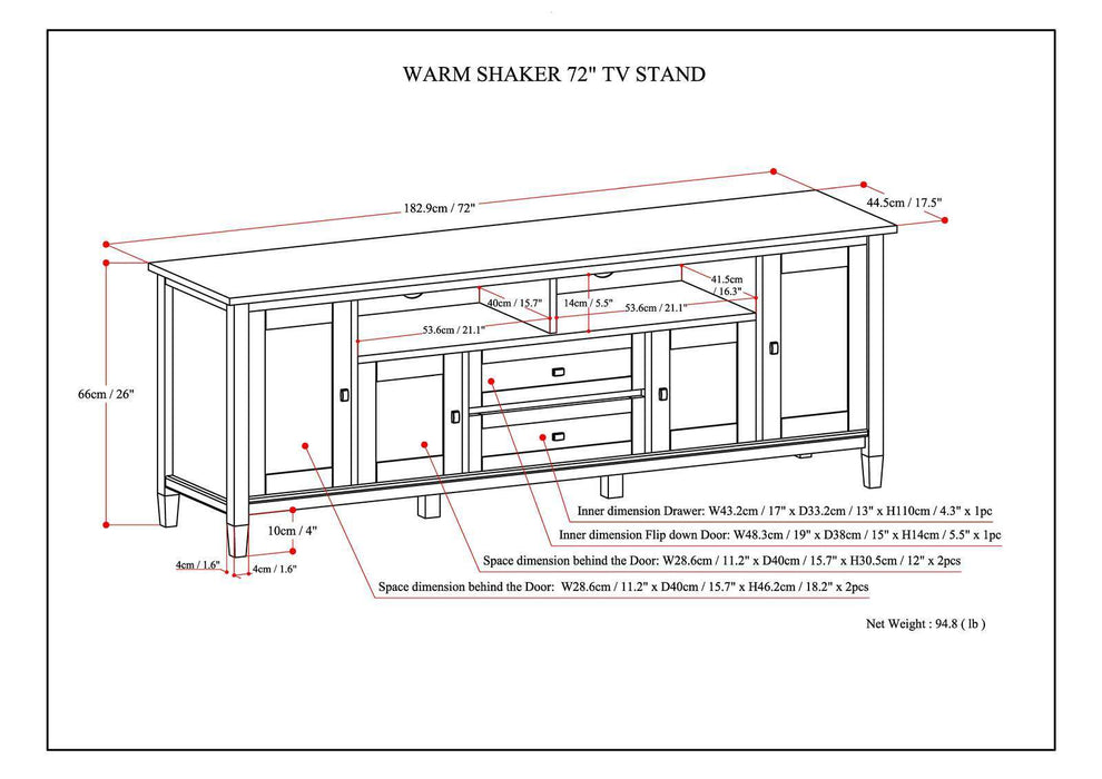 Warm Shaker - TV Media Stand, Handcrafted