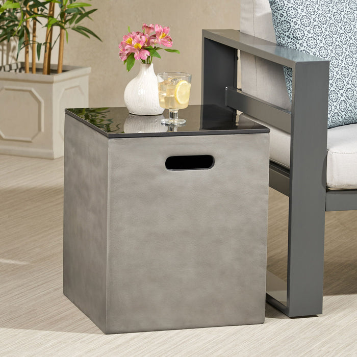 Modern Design Mgo Tank Holder Side Table With Ceramic Top - Black / Gray
